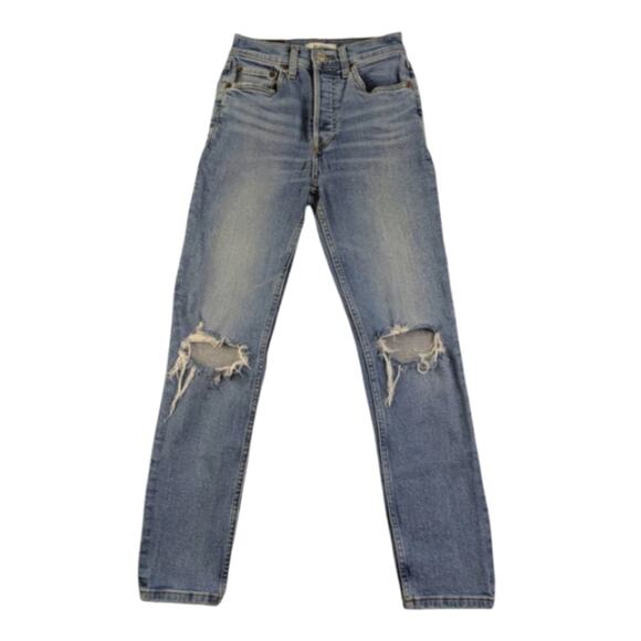 RE/DONE 90's High Rise Ankle Crop Destroyed GUC $265 Size 24      J1569 - Picture 4 of 8